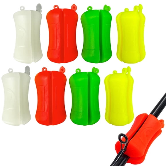 TROPOW 8 Pcs Sangles de Support de Canne à Pêche en Silicone – Clips en Caoutchouc Colorés et Portables – Accessoires de Pêche à la Mouche Multi-Trous pour Protection et Organisation de la Canne