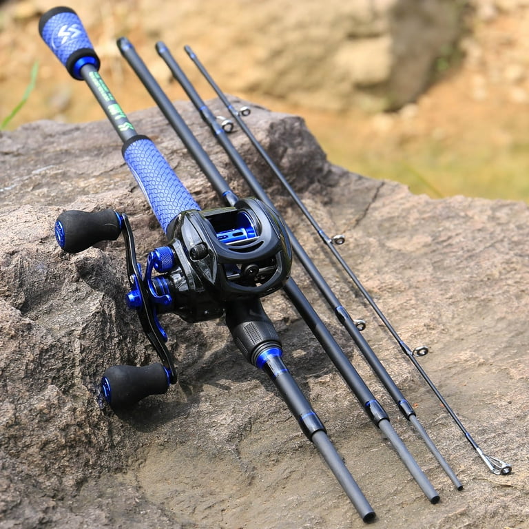 Sougayilang Baitcast Combo Carbon Fiber Casting Fishing Rod and 7:1 Gear  Ratio Fishing Wheel Set 