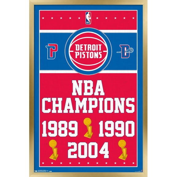 NBA Detroit Pistons - Champions 17 Wall Poster, 22.375" x 34", Framed