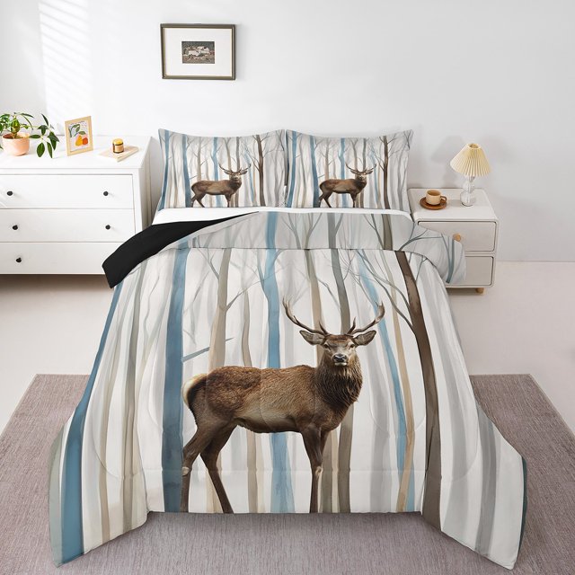 Erosebridal Hunting Deer Bedding Full Comforter Set, Animal Theme Down Comforter, Rustic Farmhouse Decor