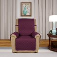 thumbnail image 2 of Housse de Sofa Inclinable Matelassée Réversible, Protège-Meubles Résistant à l'Eau, Housse de Canapé Lavable avec Sangles Élastiques pour Enfants, Chiens, Animaux (Fauteuil Inclinable, Bourgogne/beige), 2 of 7