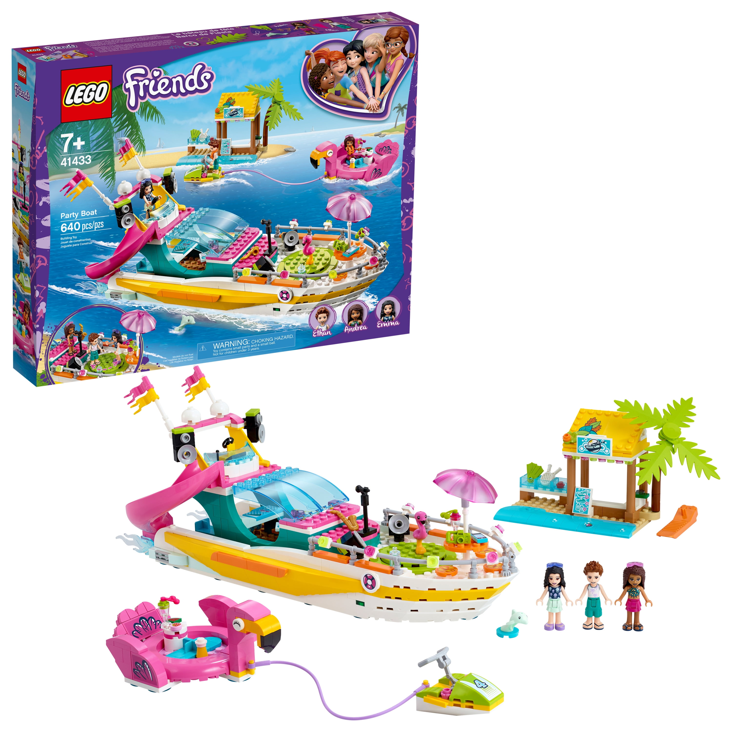med tiden magasin interferens LEGO Friends Party Boat 41433 Interlocking Block Building Set - Walmart.com
