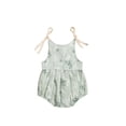 thumbnail image 1 of xiaxaixu Summer Sleeveless Romper, Tie-up Plant Pattern U-shaped Neck Playsuit, 1 of 8
