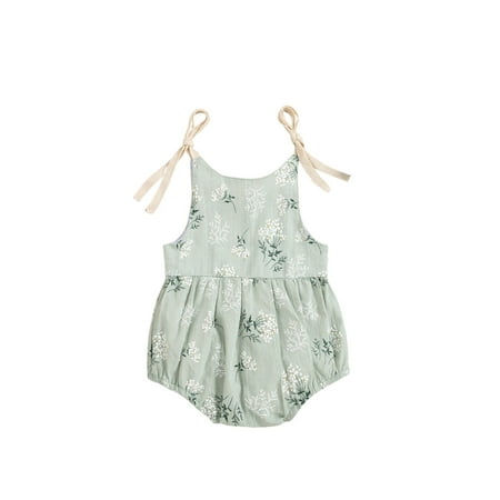 

Frobukio Newborn Girls Summer Sleeveless Romper Baby Plant Pattern Playsuit