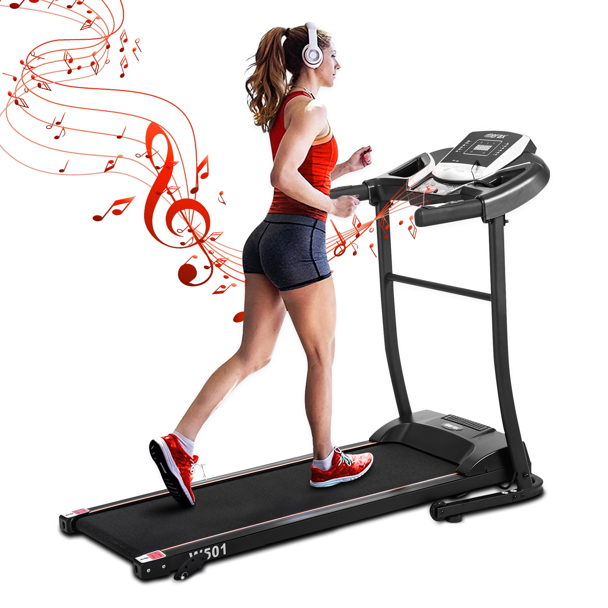 Segmart Electric Exercise Treadmills on Sale, 55 In. x 23.6 In. x 43.3 In. Smart Folding Treadmill with MP3 Audio Auxiliary Port, 12 Preset Program, Motorized Running Exercise Equipment for Home, S10268