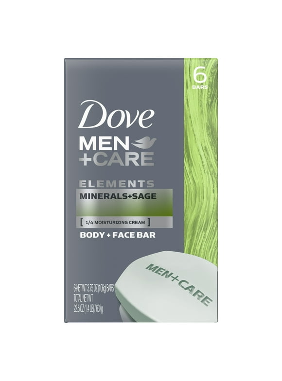 Dove Men+Care Elements Minerals + Sage Body and Face Bar, 3.75 oz Count 6