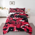thumbnail image 2 of Gaming Comforter Set - Gamer Comforter Twin Bedding Sets , Black and Red Camouflage Design Camo Gamer Room Decor, 2 of 6
