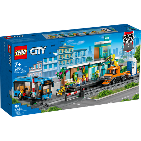 LEGO City Train Station Set 60335 with Bus, Rail Truck, and Tracks, Compatible with City Sets. Pretend Play Train Set For Kids Who Love Pretend Play