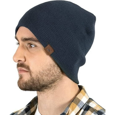 Tough Headwear Knit Beanie Winter Hats for Men and Women-Toboggan Cap for Cold Weather-Warm, Soft & Stretchy Daily Ribbed Acrylic Stocking Hat - Lightweight & Stylish Ski, Skate & Snow Caps Dark Gray