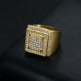 thumbnail image 2 of Man Fashion Square Ring Personalized Rhinestone Rings Jewelry Dressing Up Accessory Wedding Nightclub Bar Party Gold Size 9, 2 of 8