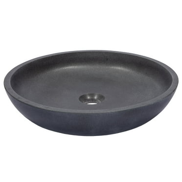 Shallow Round Vessel Sink in Lava Stone