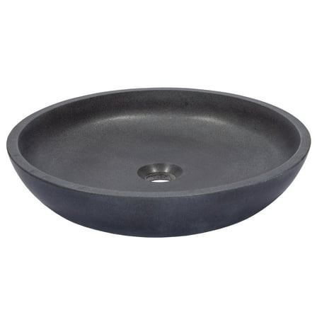 Shallow Round Vessel Sink in Lava Stone
