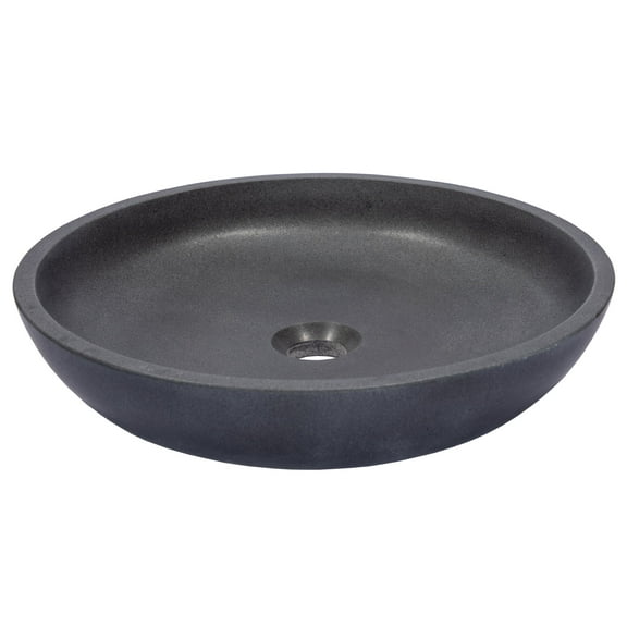 Shallow Round Vessel Sink in Lava Stone