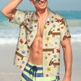 thumbnail image 7 of Honeii Dachshund Dog And Flower Print Men’s Hawaiian Shirt,Classic Button-Down Short Sleeve Shirt, for Beach, Vacation, and Outdoor Activities,X-Large, 7 of 7