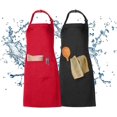 thumbnail image 1 of 2 Pieces Apron, Waterproof Aprons Cooking Apron Men Women Black Red Kitchen Apron, 1 of 5