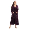 thumbnail image 2 of PajamaX Hooded Womens Robe, Long Plush Robes for Women, Two Side Pockets and Belts, Warm and Cozy (M, Dark Purple), 2 of 7