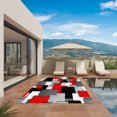 thumbnail image 2 of Red Black Geometric Outdoor Rug 5x8 Ft, Non Slip Washable Area Rug, Modern Abstract Art Block Patio Rugs Carpet Runner, Large Floor Mat for Indoor/Outdoor Deck Porch Camping, 2 of 8