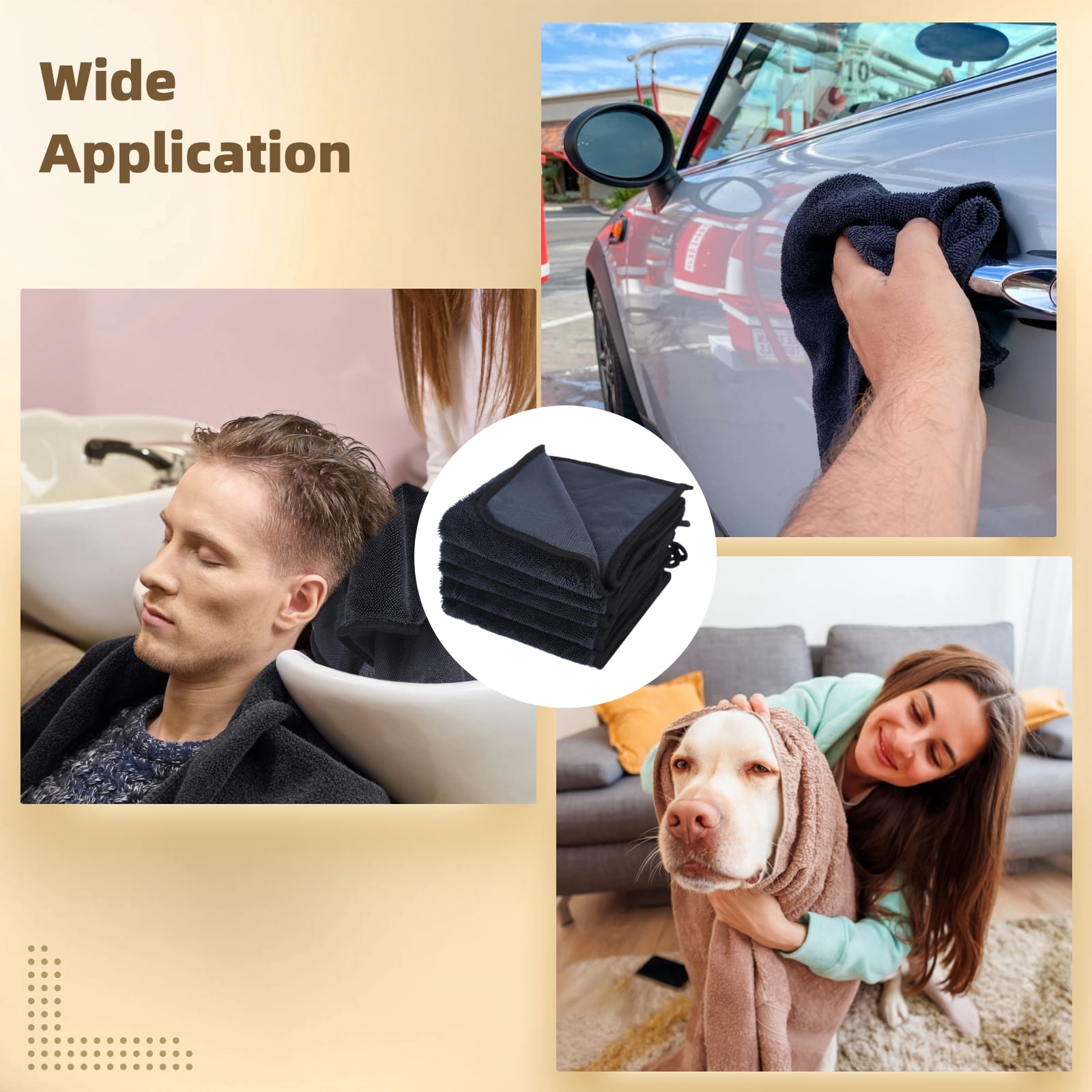 5 PCS Bath Drying Towels, 24 x 16 in Large Microfiber Towels, Super Absorbent Shower Towels, Cleaning Cloth for Home, Car, Pet
