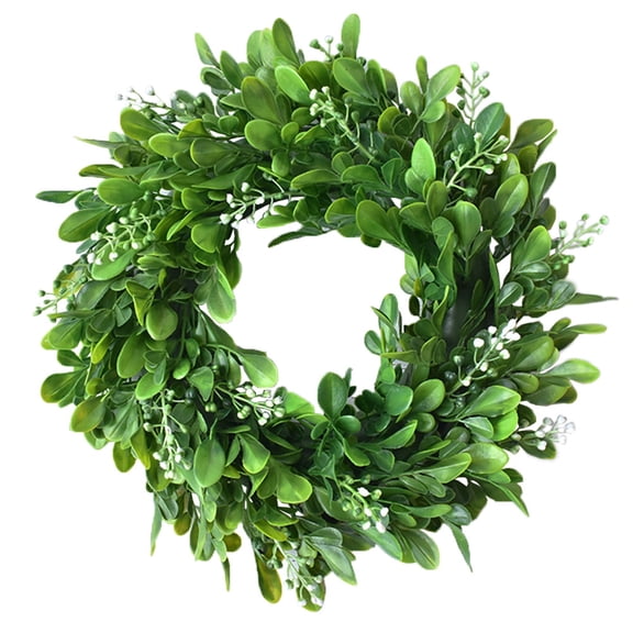 Walbest 11.81" Artificial Buxus Sinica Wreath Garland Home Door Hanging Decor Headwear, Porch Farmhouse Patio Garden Festival Celebration Window Party Decor Home Décor