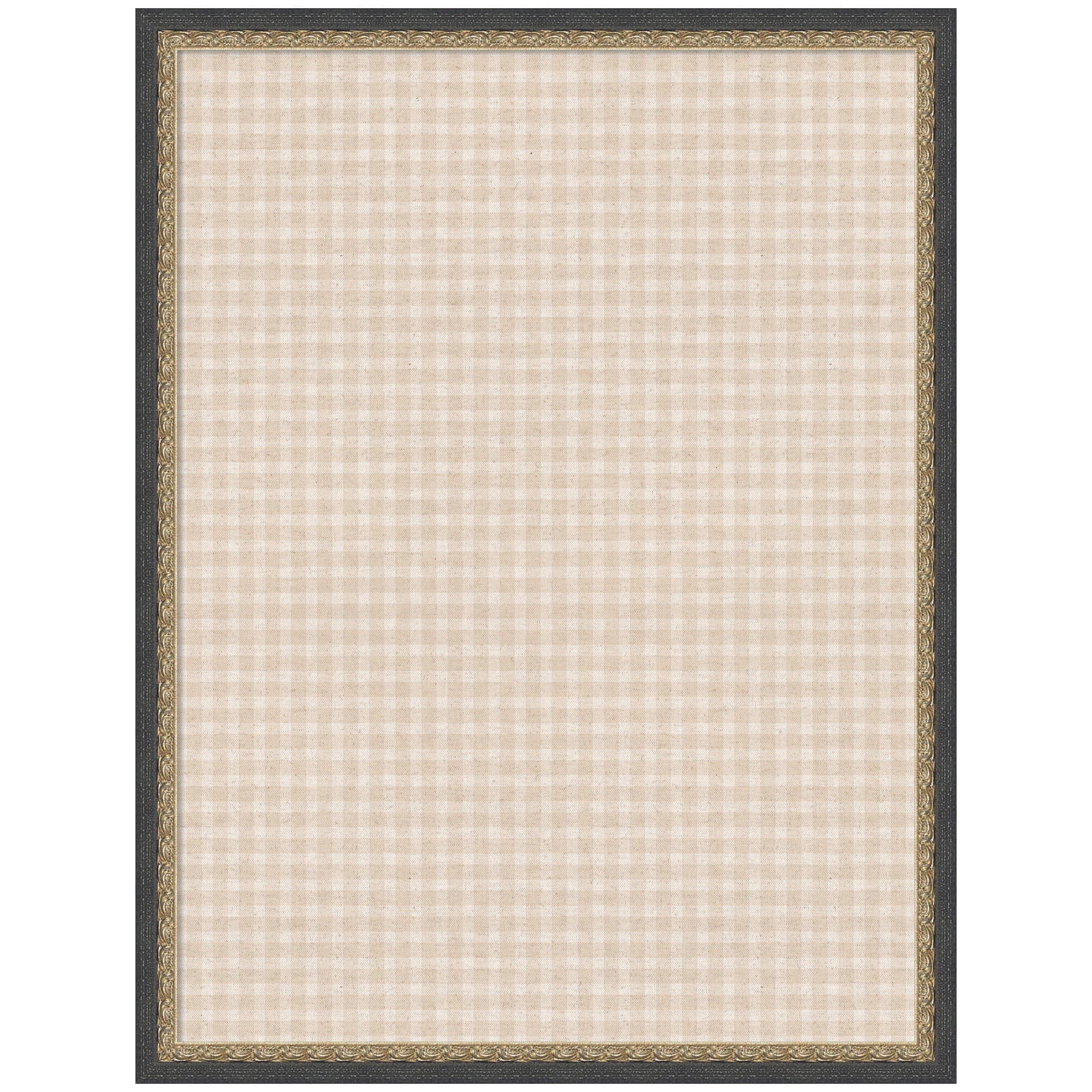 Kate and Laurel Framed Fabric Pinboard 19 x 25,  Printed Linen Decorative Bulletin Board for Use as a Vision Board or Wall Organization, Matinee Black Bronze Frame