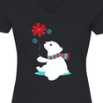 thumbnail image 4 of Inktastic Polar Bear With A Scarf, White Bear, Snowflakes Women's V-Neck T-Shirt, 4 of 5
