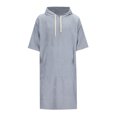 thumbnail image 2 of HBFAGFB Men's Pajamas Comfortable Drawstring Hooded Spa Robe Casual Homewear with Pocket Grey One Size, 2 of 4