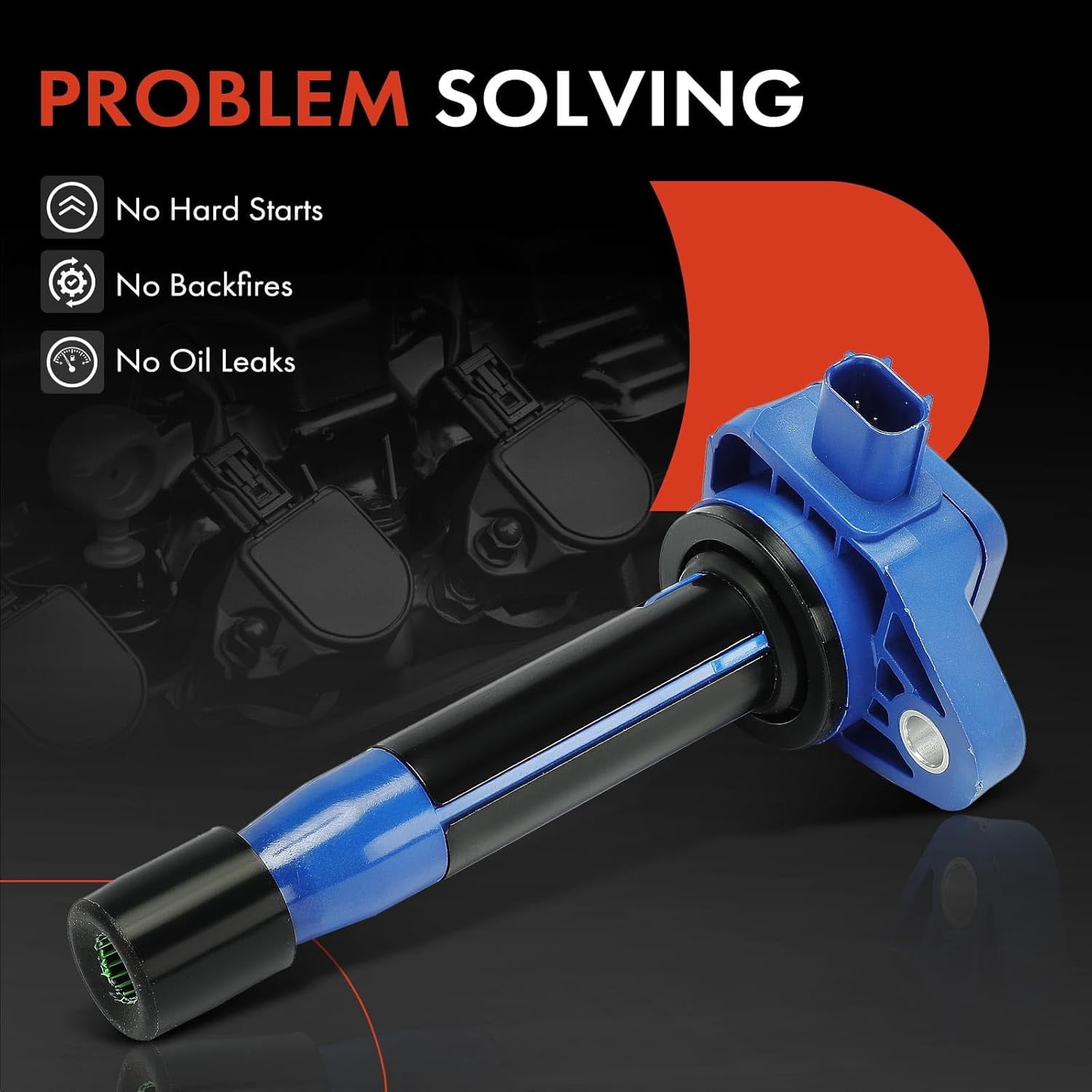 A-Premium (Blue) Engine Ignition Coil Pack Compatible with Honda Accord 08-12, Accord Crosstour 10-11, Pilot 09-15, Odyssey 08-17, Ridgeline 09-14, Crosstour & Acura MDX, RDX, TSX, TL, ZDX, 6-PC Set
