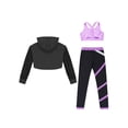 thumbnail image 3 of Fldy 3 Pcs Dance Suit for Girls Long Sleeve Hoodie Sweatshirts Sleeveless Tank Top with Legging Set Lavender 6, 3 of 5