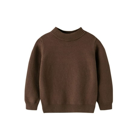 

Dadaria Toddler Sweater 2-7T Toddler Youth Teen Boys Girls Solid Pullover Pulsweetheart Knit Sweater Knitwear Brown 130 Toddler