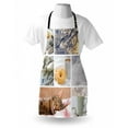 thumbnail image 3 of Winter Apron Snowy Morning with Sleeping Cat Coffee Donuts Icy Tree Branch Comfort Collage Art, Unisex Kitchen Bib Apron with Adjustable Neck for Cooking Baking Gardening, Multicolor, by Ambesonne, 3 of 3