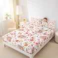 thumbnail image 4 of jejeloiu Kawaii Cherry Blossom Twin Sheet Sets,Cartoon Cute Flower Twin Fitted Sheet,Wild Animal Hedgehog Flat Sheet For Girls Kids,Breathable Home Decor,3-Piece, 4 of 7