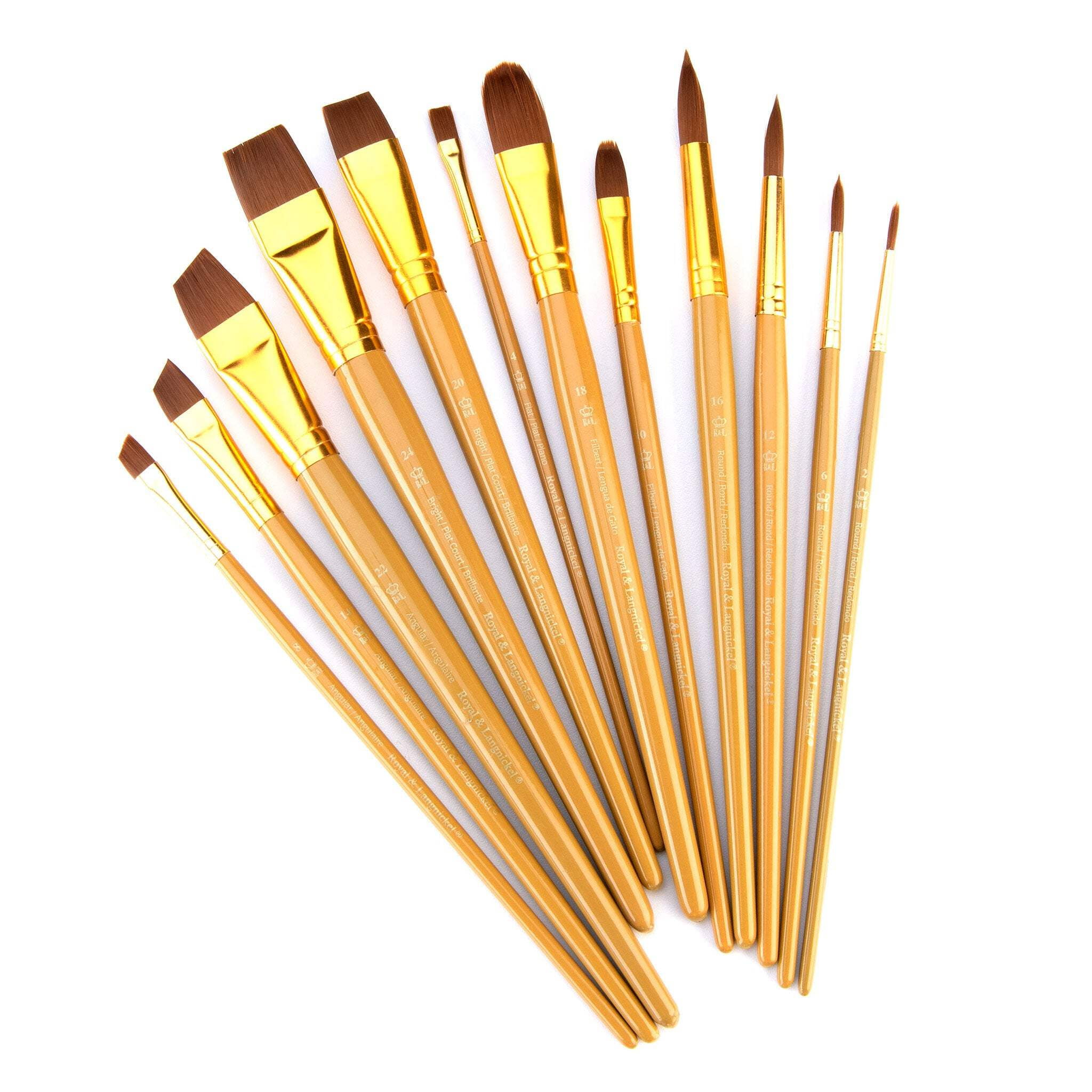 RSET-9303 | 12pc Brown Taklon Long Handle Variety Brush Set