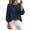 Navy, variant on TGSLY Crew Neck Linen Tops for Women Lightweight Soft Solid Color Crinkle Blouses Relaxed Dressy 3/4 Balloon Sleeve Tshirts with Elastic Cuffs S
