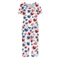 thumbnail image 3 of 4th of July Soft Pajama Set for Women Red Blue and White Stars Nightwear Sets Short Sleeve Shirts Capri Pants Pjs Set, 3 of 6