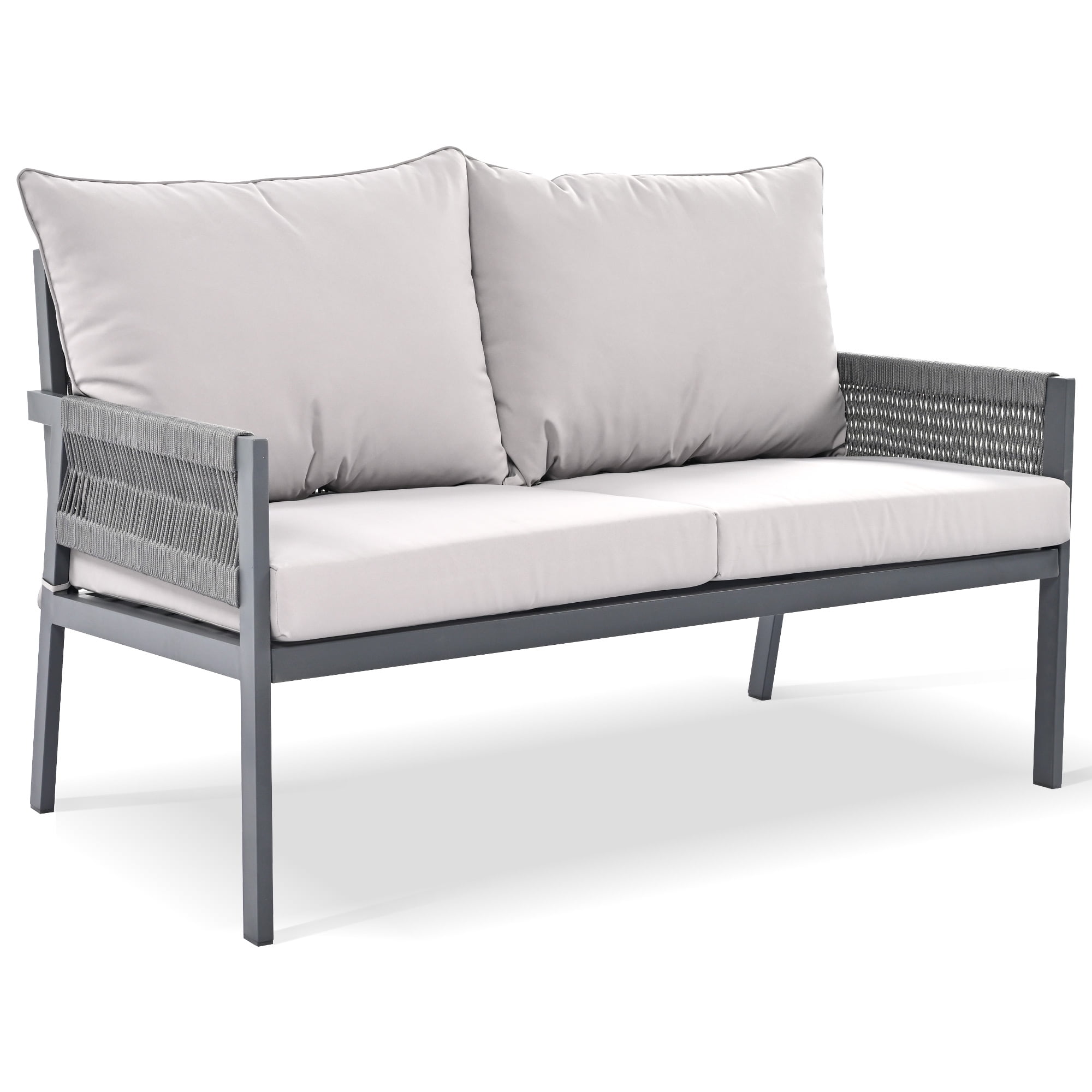 Aimee Lii 4-Pieces Patio Furniture Set, Patio Conversation Set with Tempered Glass Table and Thick Cushion, Outdoor Furniture for Backyard Porch Balcony, Gray Aimee Lii 4-Pieces Patio Furniture Set, Patio Conversation Set with Tempered Glass Table and Thick Cushion, Outdoor Furniture for Backyard Porch Balcony, Gray
