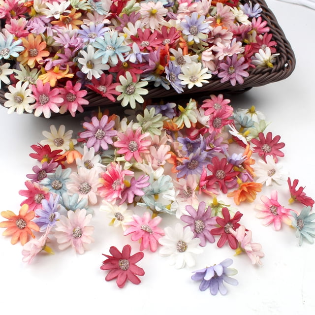 Gwong Decoración hogareña 100 unids / bolsa Fácil de mantener la cabeza de flor artificial Tela sin desalojos Hermosa guirnalda Falso flor decoración de la boda Gwong 21085530