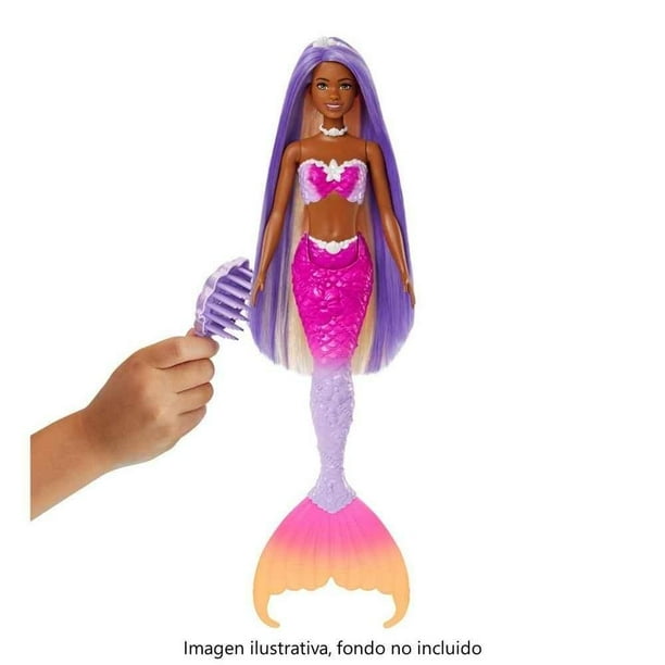 Muñeca Barbie Fantasía Sirenas Colores Mágicos Cabello Morado