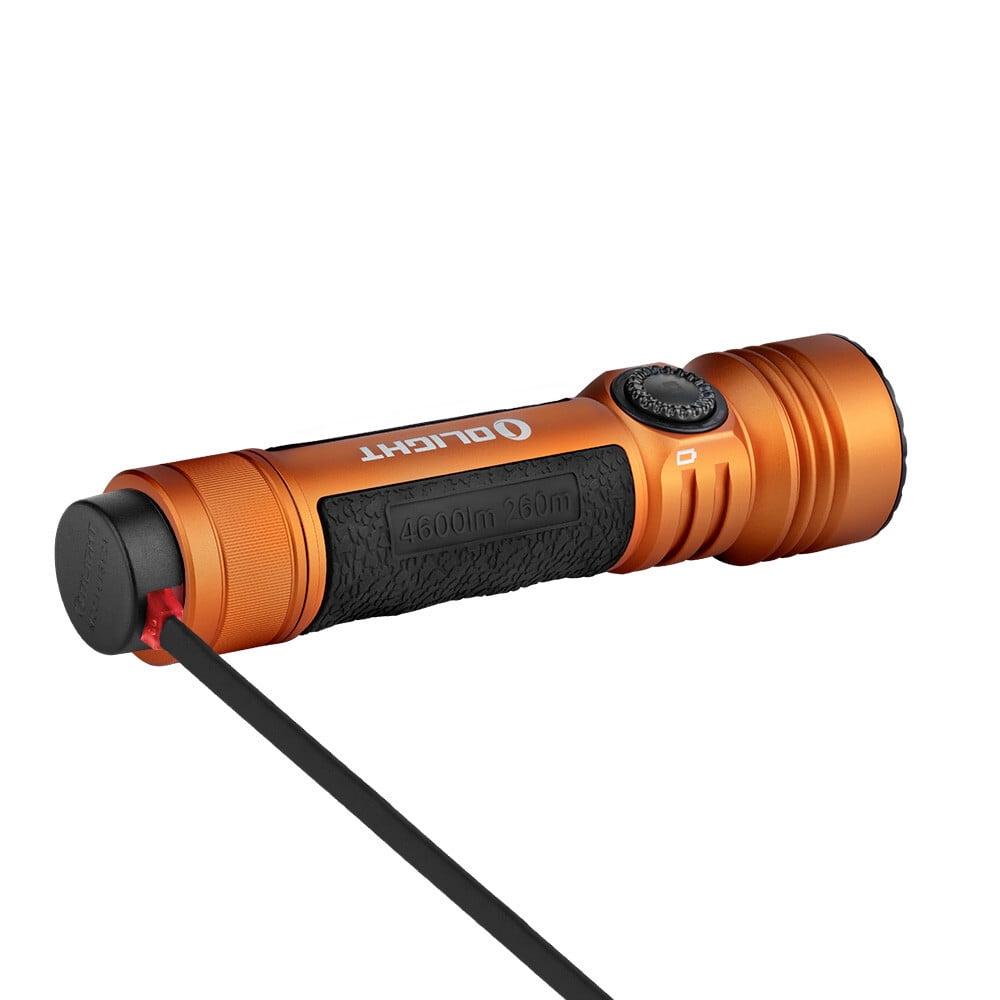 Olight Seeker 4 Pro Orange CW Flashlight & Baton 4 Regal Blue Premium Flashlight