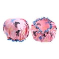 thumbnail image 2 of TISHITA 2 Pcs Bonnet de Douche Imperméable Réutilisable Chapeau de Bain pour Femmes Rose, 2 of 8