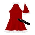 thumbnail image 6 of Alvivi Womens Mrs. Santa Claus Costum Red Christmas Dress Hat Set S-4XL, 6 of 7