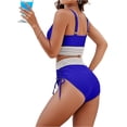 thumbnail image 5 of Women's Two Piece Bikini Set Sexy V Neck High Waist Padded Bra Wire Free Swimsuit for Swimming Beach Sunbathing,Royal Blue,XL, 5 of 7