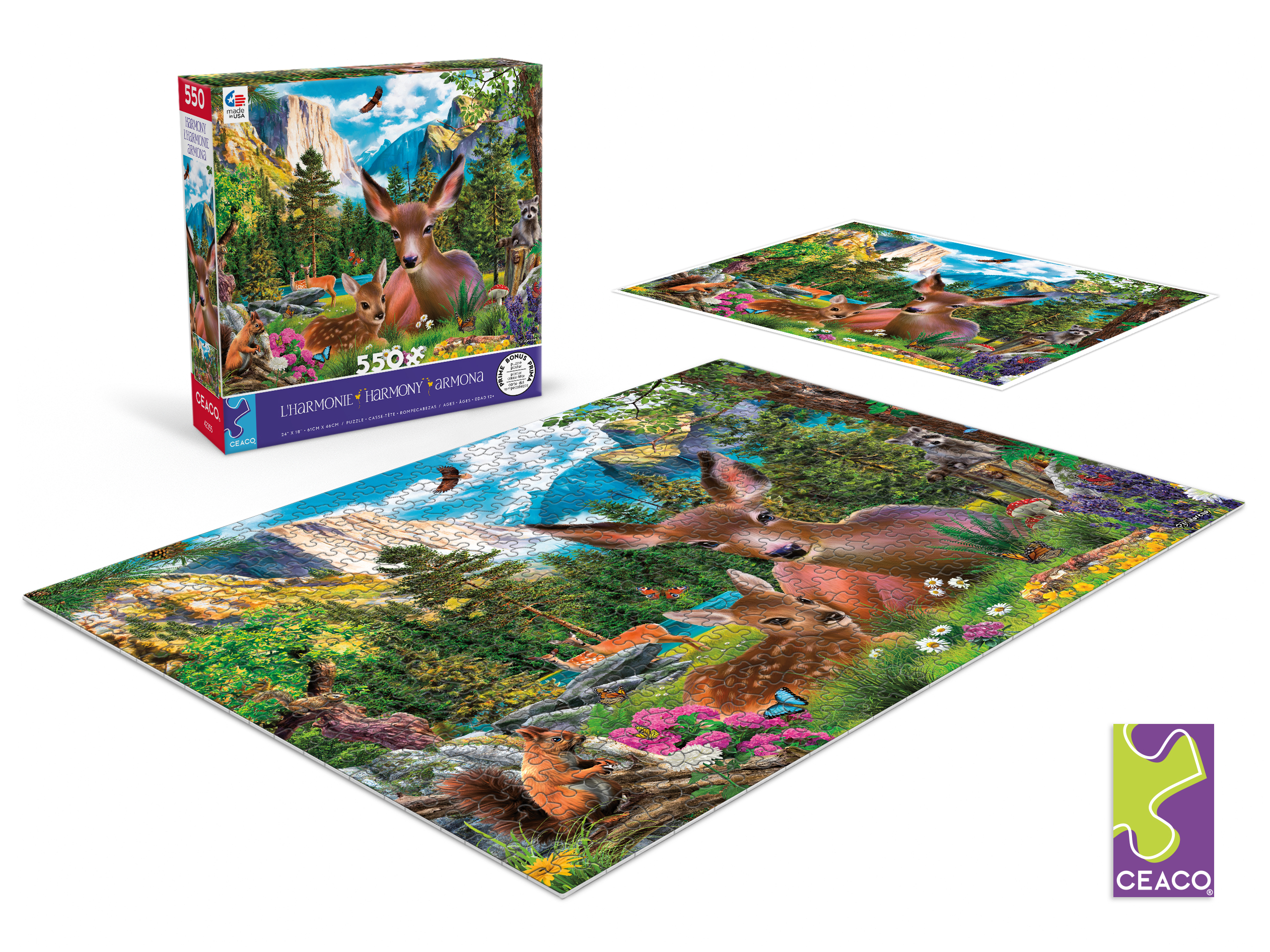 Ceaco 550-Piece Harmony Deer Harmony Interlocking Jigsaw Puzzle