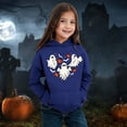 thumbnail image 2 of Gunia Toddler Boys Girls Halloween Ghost Sweatshirt Child Long Sleeve Letter Prints Warm Hoodie Pullover Tops Sweatshirt Fall Clothes Blue 3-4 Years, 2 of 4