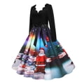 thumbnail image 3 of Pisexur Robe de Noël pour Femme Vintage à Manches Longues, Robe de Soirée des Années 1950 pour Ménagère, Bal de Promo, Robe d'Invitée de Mariage pour Femme, Robe Évasée de Fête de Noël, 3 of 9
