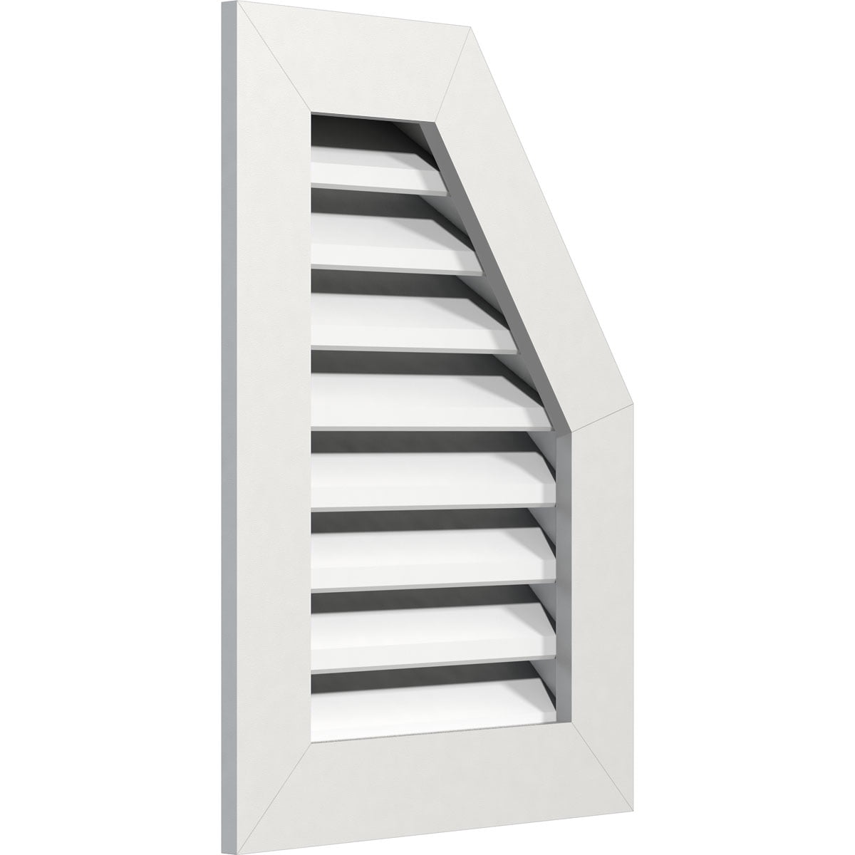16"W x 34"H Half Octagon Top Right (21"W x 39"H Frame Size): Functional, PVC Gable Vent w/ 1" x 4" Flat Trim Frame