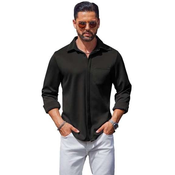 COOFANDY Men's Wrinkle Free Dress Shirt Slim Fit Lightweight Long Sleeve Button Down Shirt