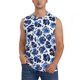 thumbnail image 1 of Fotbe Blue Ink Flowers Men's Camiseta sin Mangas Estampada para Hombres, Playera Casual para Gimnasio, Entrenamiento, Playa-Medium, 1 of 7