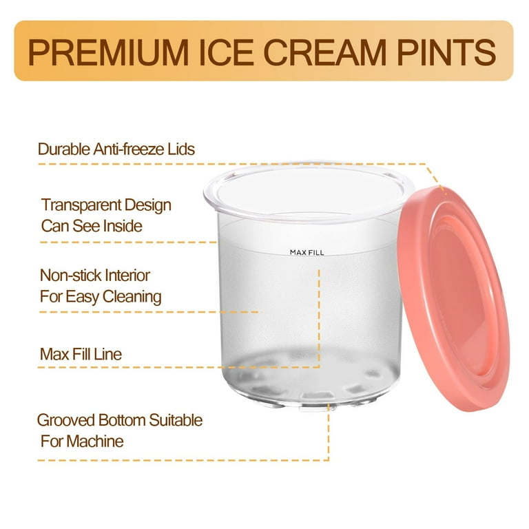 2 Silicone Ice Cream Container Lids – Yellow & Pink, Fits Ninja Creami NC299AMZ / NC300 / NC301