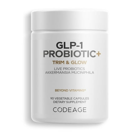 Codeage GLP-1 Probiotic  - Live Probiotics Akkermansia, Clostridium, Bifidobacterium, Chicory Inulin Probiotic, Prebiotics & Postbiotics Supplement - 500 Million AFU, 3-Month Supply - 90 Capsules