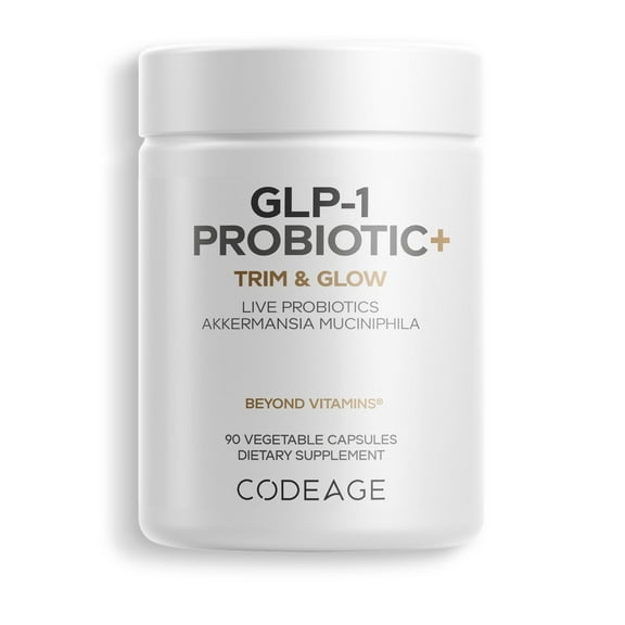 Codeage GLP-1 Probiotic  - Live Probiotics Akkermansia, Clostridium, Bifidobacterium, Chicory Inulin Probiotic, Prebiotics & Postbiotics Supplement - 500 Million AFU, 3-Month Supply - 90 Capsules